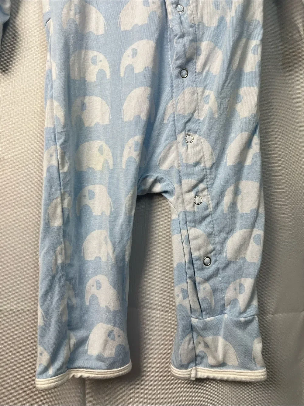 Kickee Pants blue bamboo elephant one piece sleeper size 3-6 months